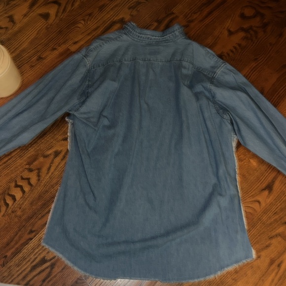 1 wear if at all - cut up denim flannel button-up - Picture 4 of 4